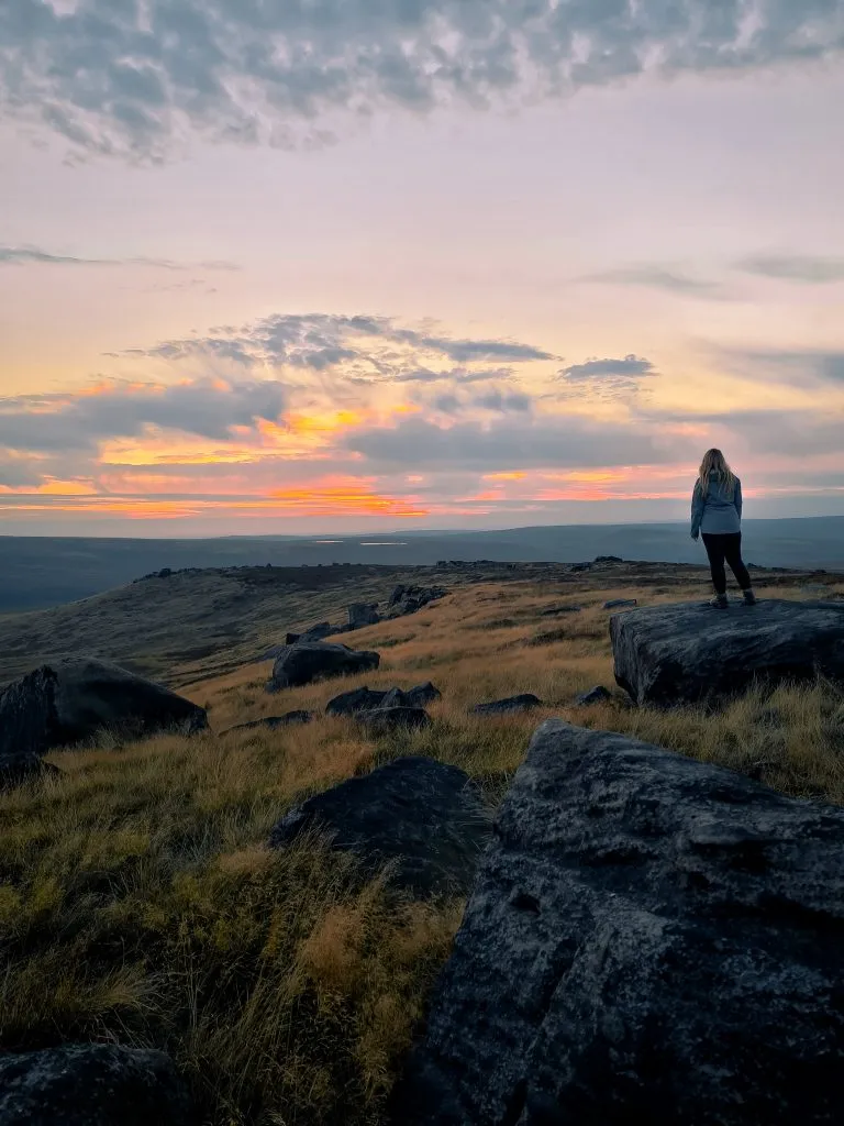 Best Peak District Sunset at West Nab trig point - The Wandering Wildflower