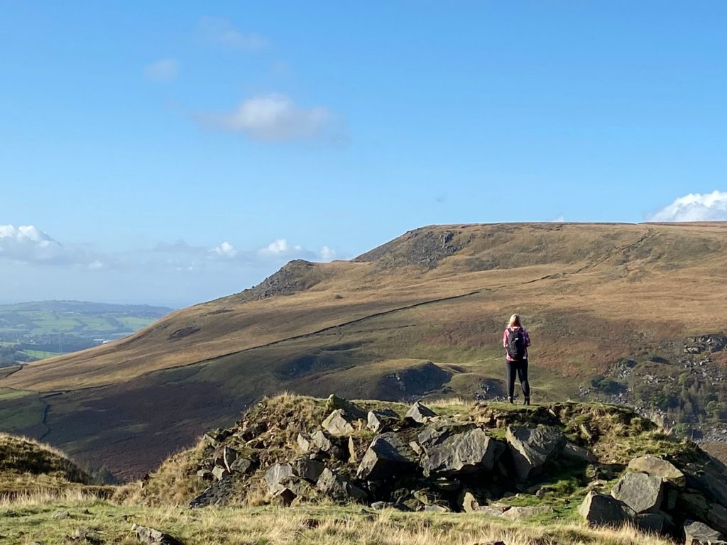 View from Crowden Quarry across the valley to Highstone Rocks and Black Tor