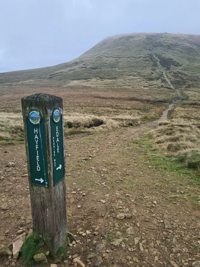 Signpost at the base of Kinder Scout