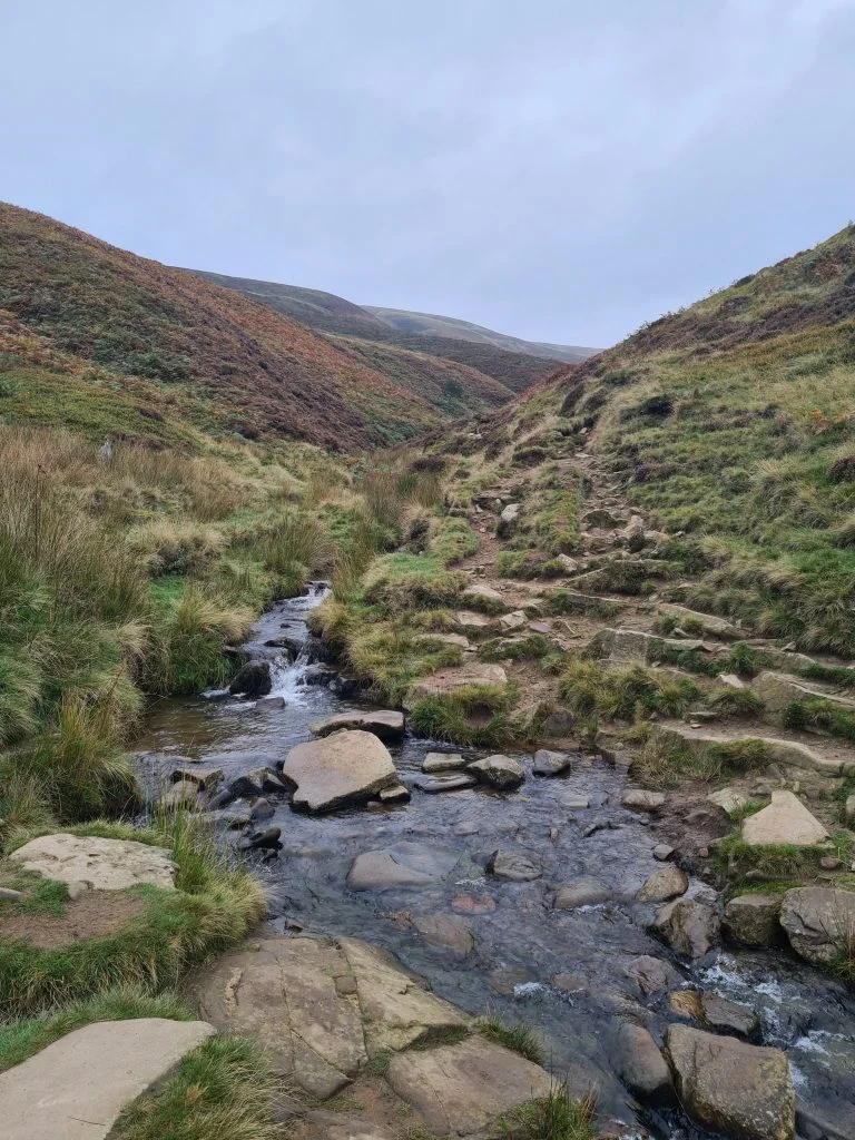 William Clough valley with a stream in the bottom