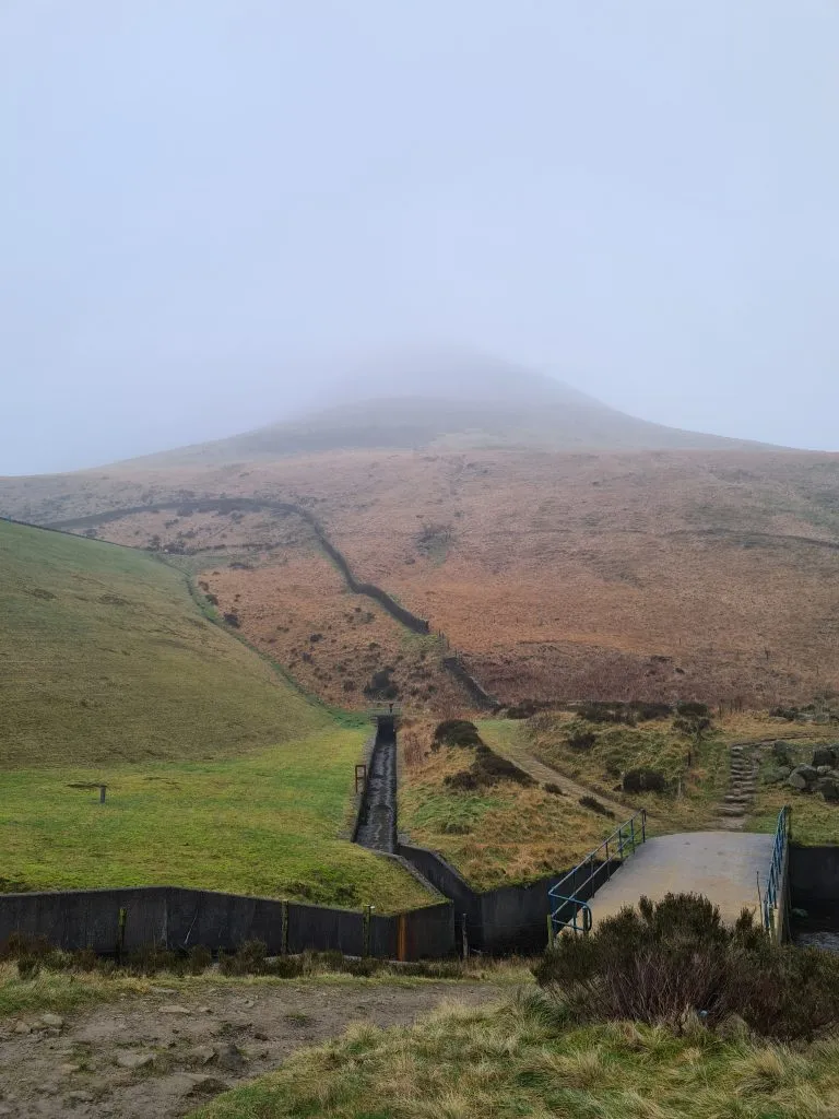 Looking up to Ashway Rocks from Yeoman Hey Reservoir