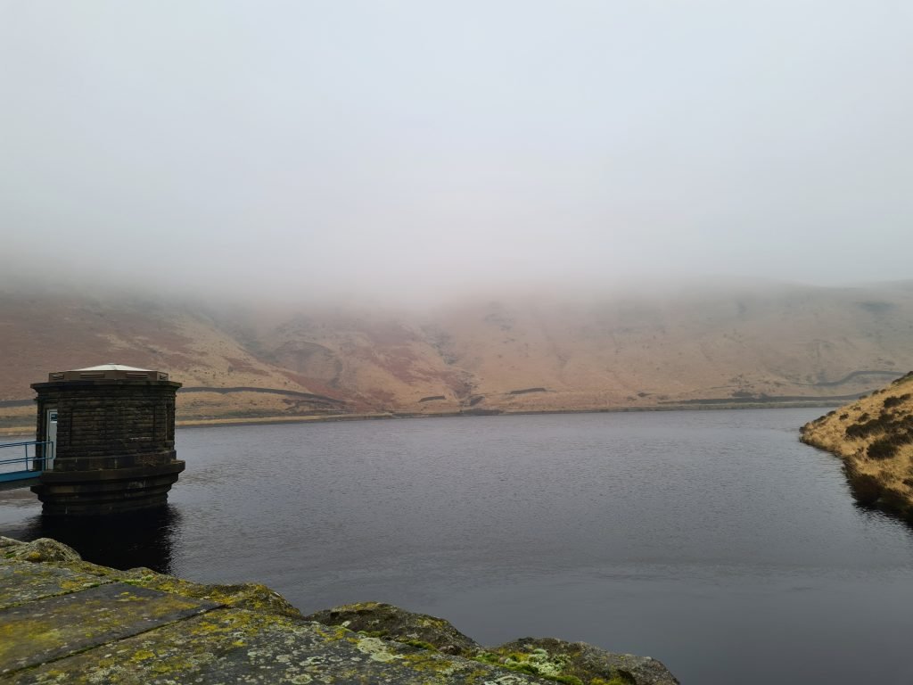 Views over a misty Greenfield Reservoir on the way to The Trinnacle