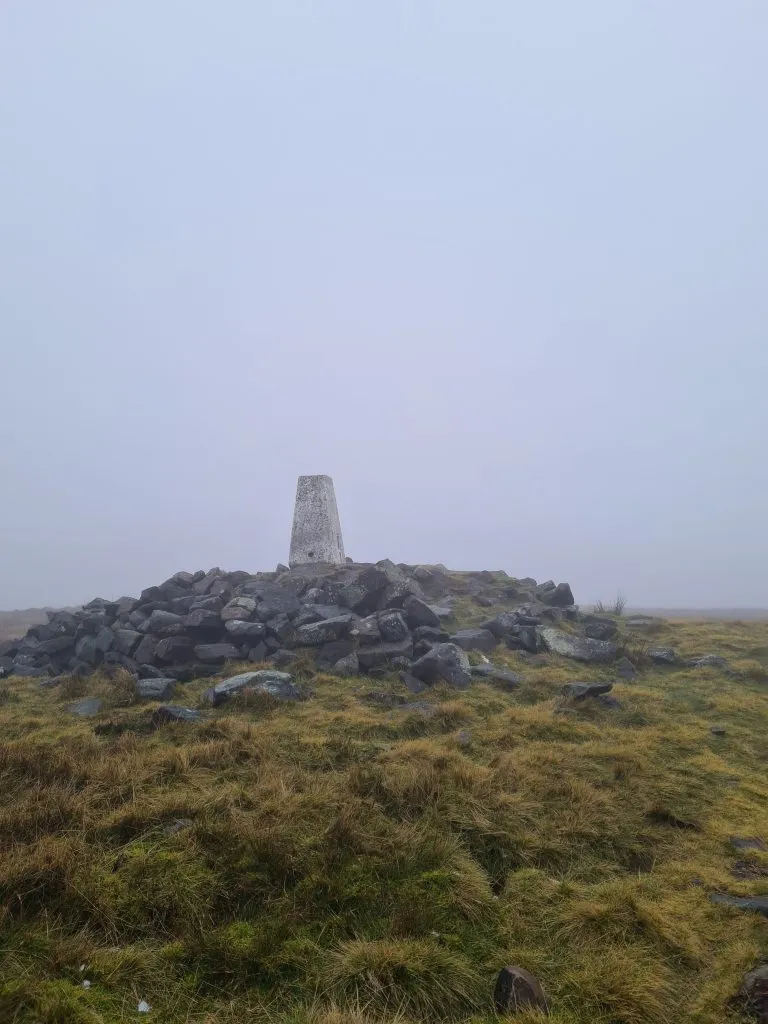 A bleak looking Axe Edge Moor trig point