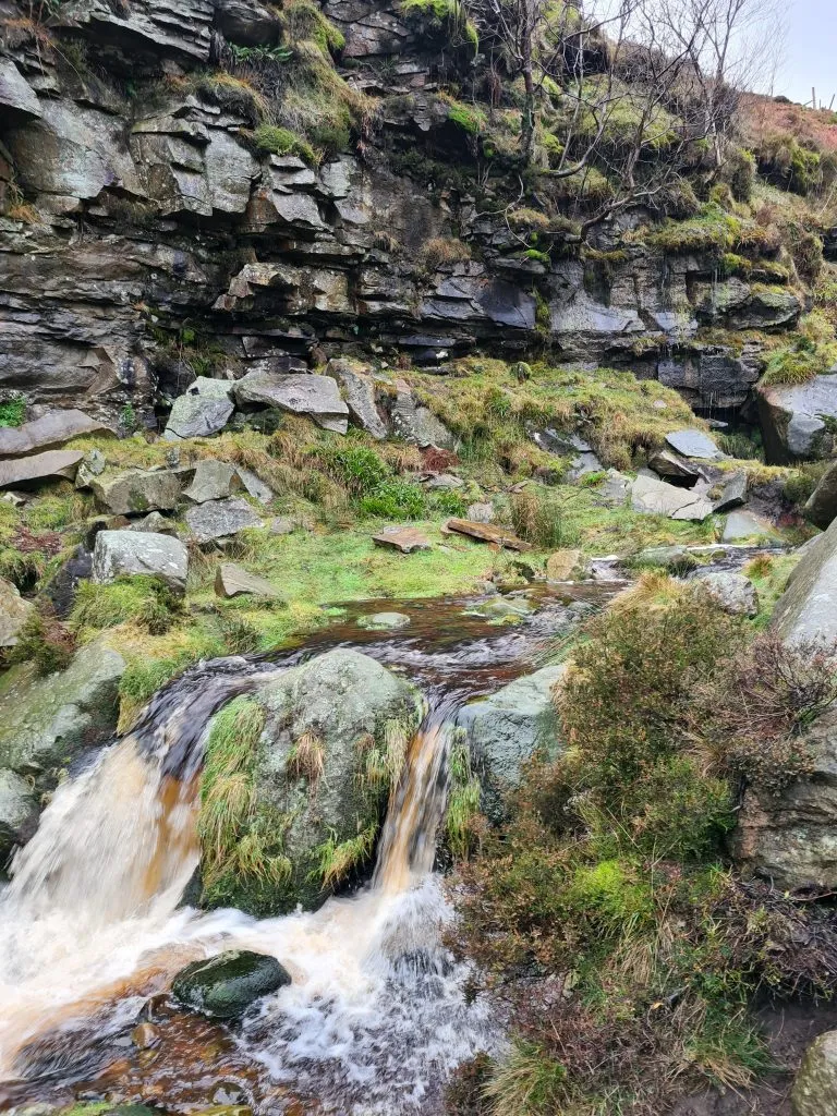 Waterfalls in Grindsbrook Clough