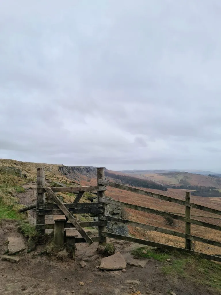 Stile along the ancient packhorse route along Stanage Edge