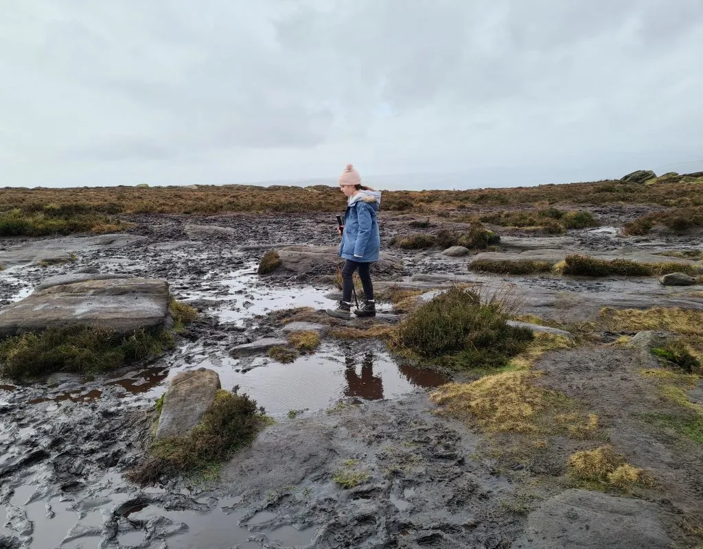 Boggy conditions on Higger Tor summit