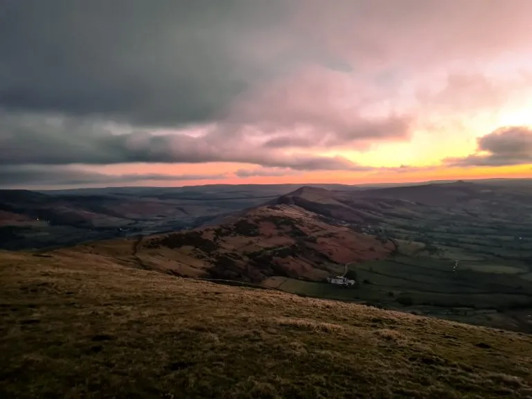 Sunrise over The Great Ridge from Mam Tor - Peak District Sunrises - The Wandering Wildflower