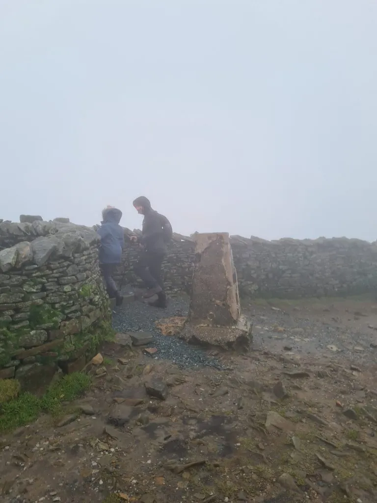 Whernside Trig Point in the mist