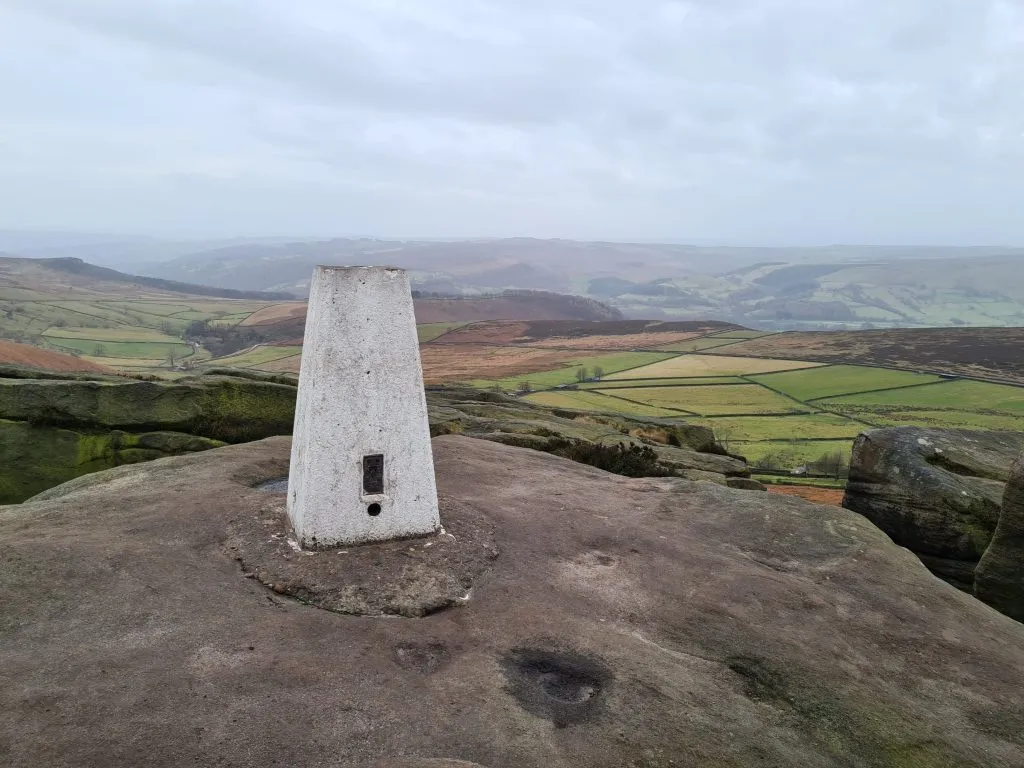 White Path Moss trig point on Stanage Edge
