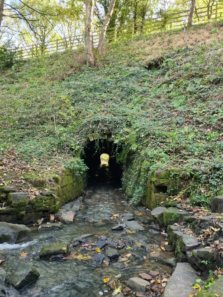 A culvert near Folly Dolly Falls, a hidden waterfall in Meltham - waterfalls in Holmfirth
