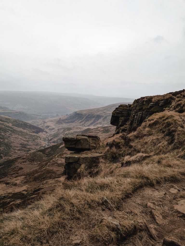 Laddow Rocks and a view down Crowden Valley