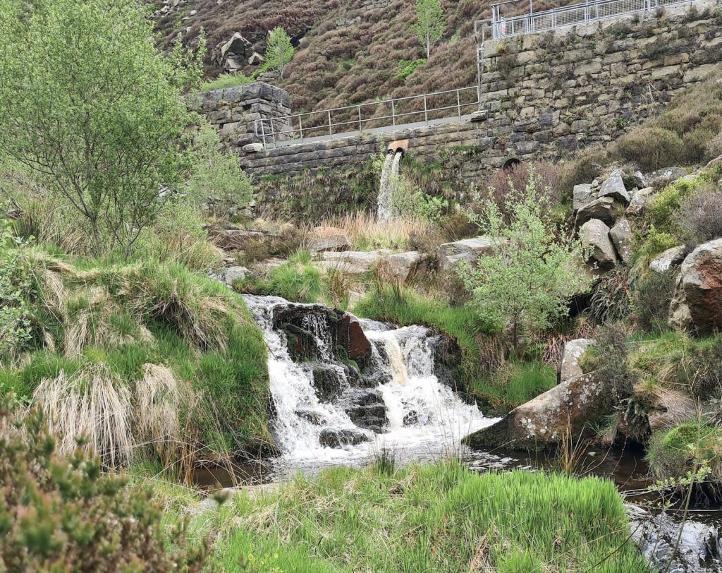 Waterfalls at the weir at Greenfield Reservoir