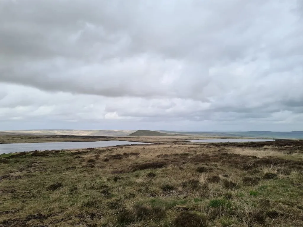 Black Moss Reservoir and Swellands Reservoir with Pule Hill in the background