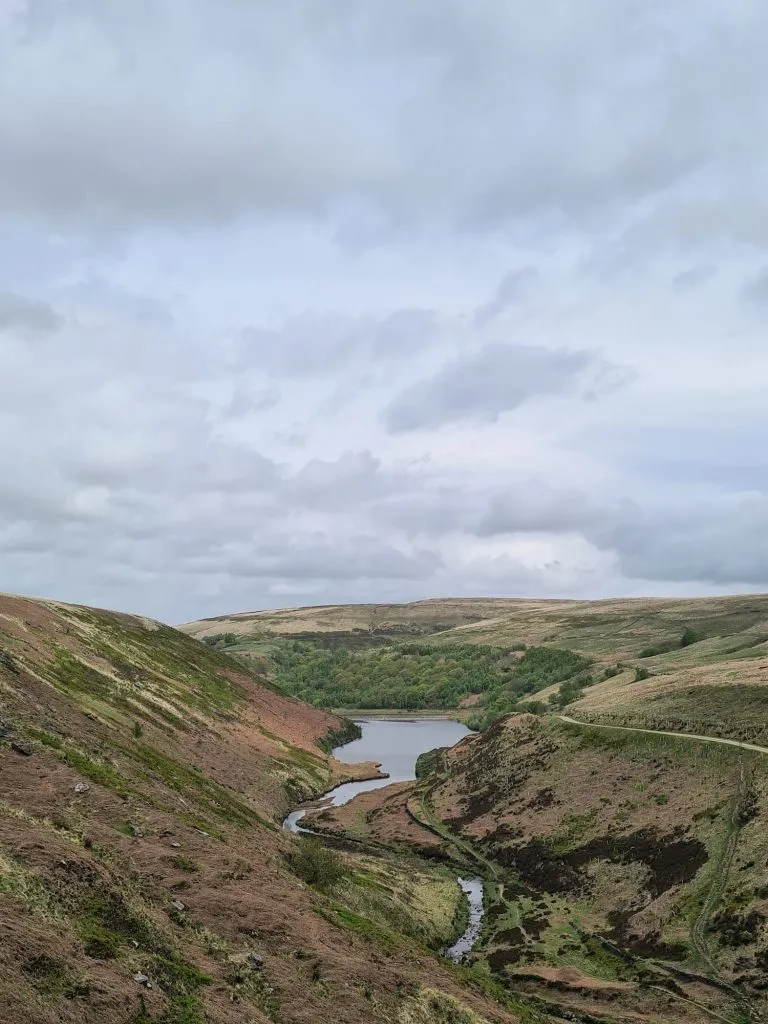 View down over Blakeley Reservoir in Marsden