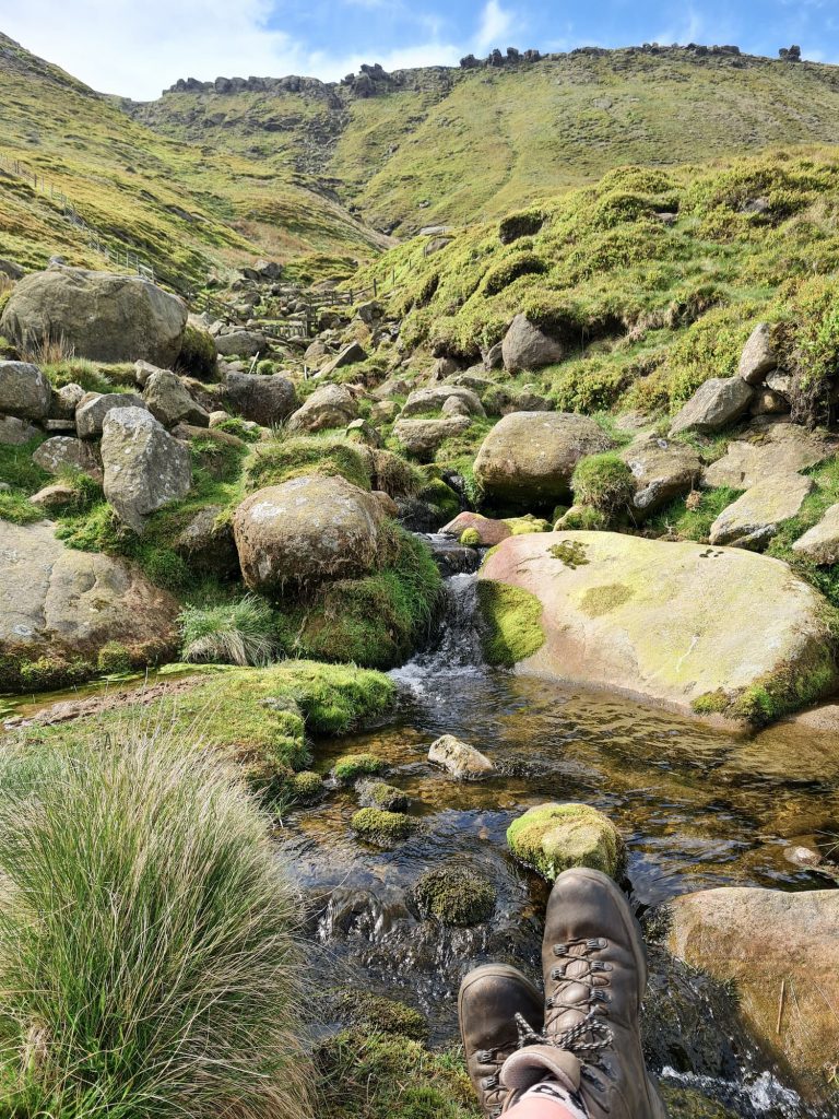Nether Red Brook looking up to The Edge on the north of Kinder Scout