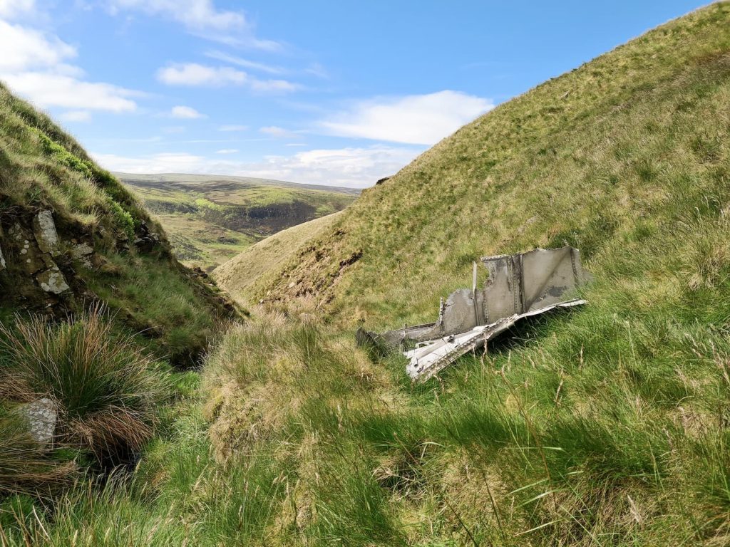 A piece of aircraft wreckage in Ashton Clough from the C47 Dakota