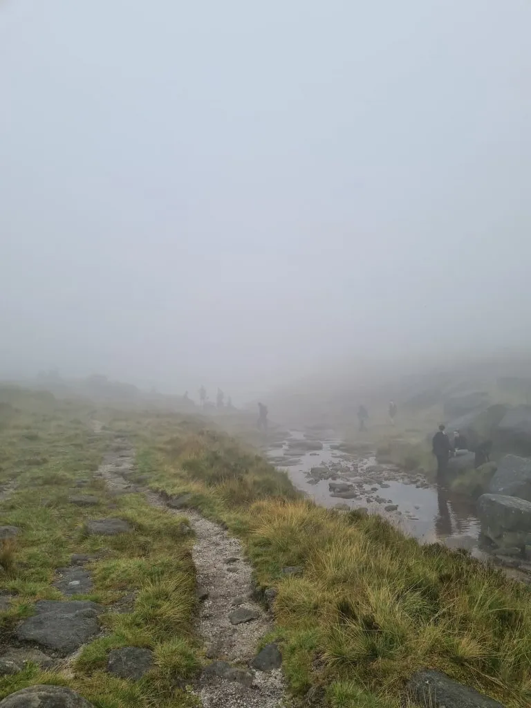 Kinder Downfall in the mist - The Wandering Wildflower