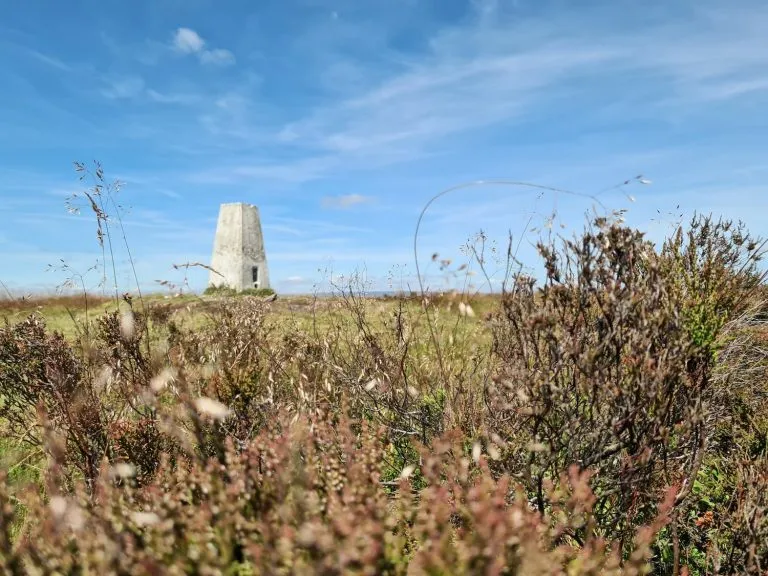 Flask Edge Trig Point in the heather
