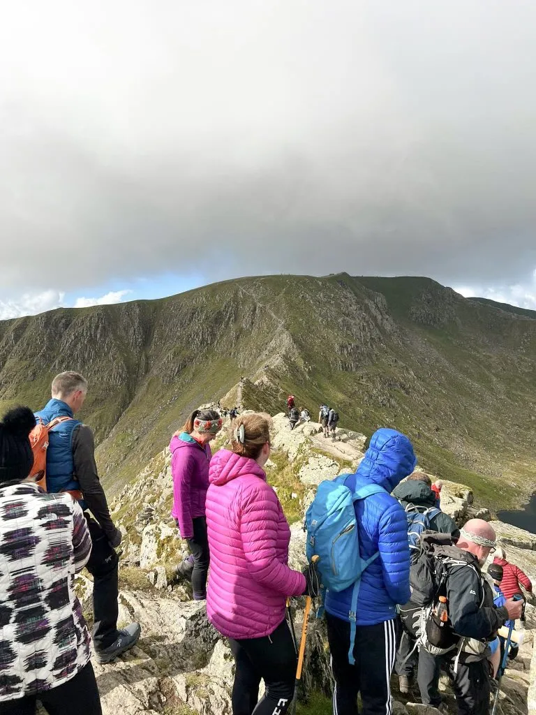 A crowd at the start of Striding Edge - The Wandering Wildflower