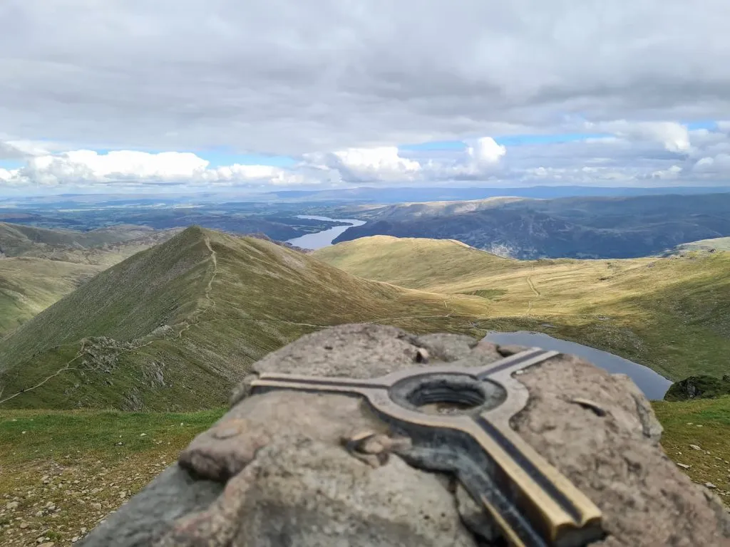 Helvellyn trig point and the view - The Wandering Wildflower