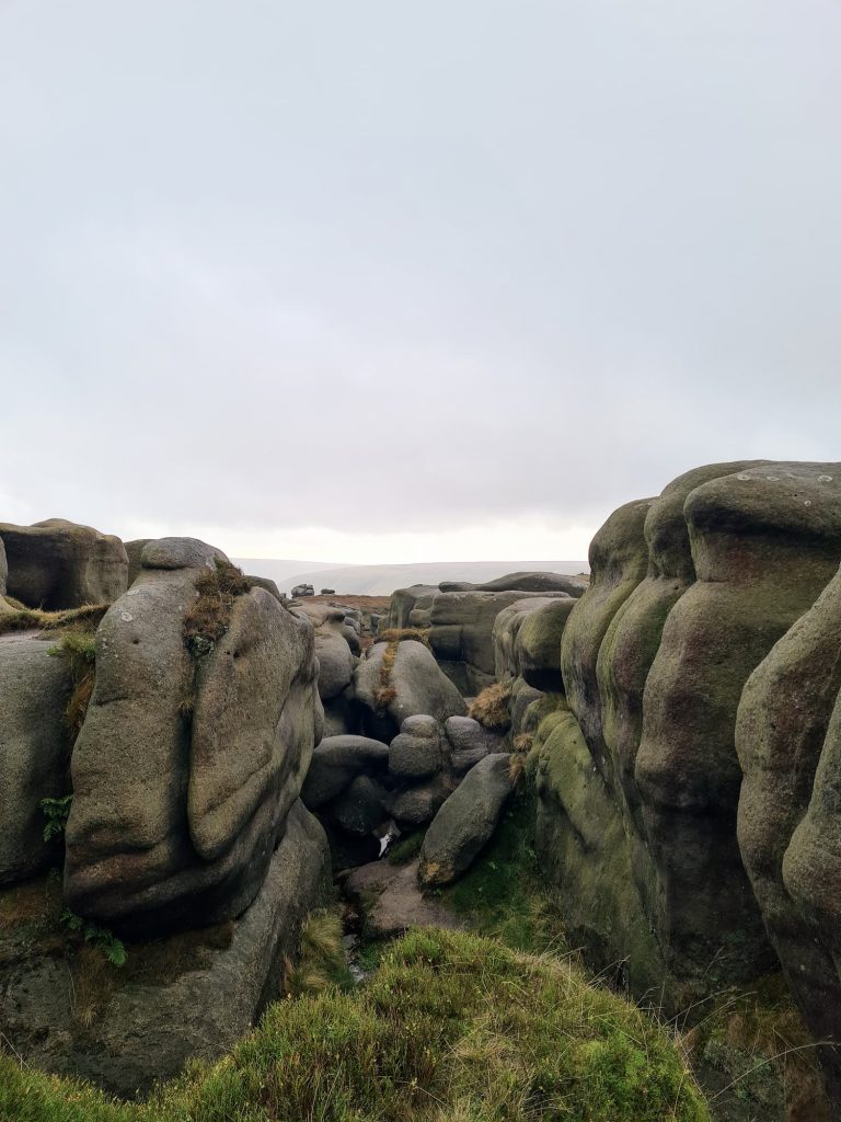 The Wool Packs rock formations on Kinder Scout