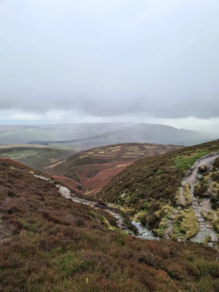 View down Jagger Clough over to Alport Moor