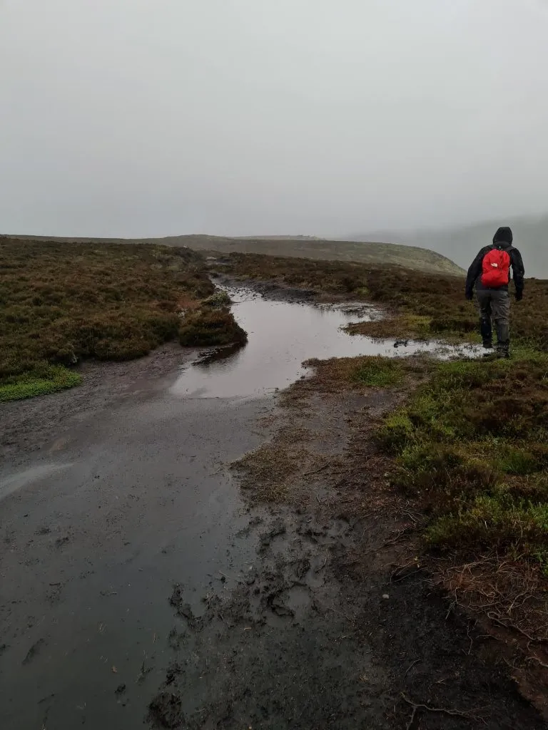 A very wet and peaty path on Kinder Scout