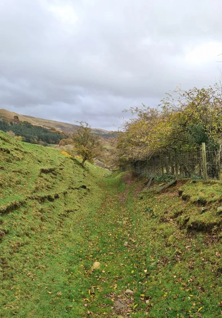 A former Roman road, now grassed over and used as farmland