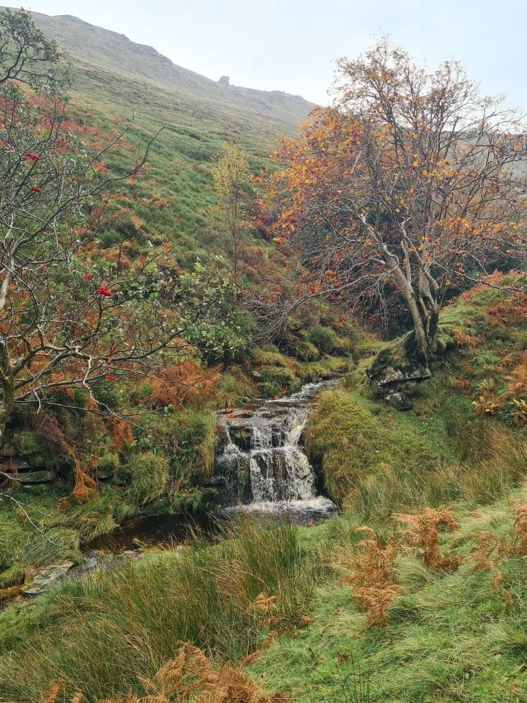 Waterfalls in Blackden Brook, The Peak District in Autumn