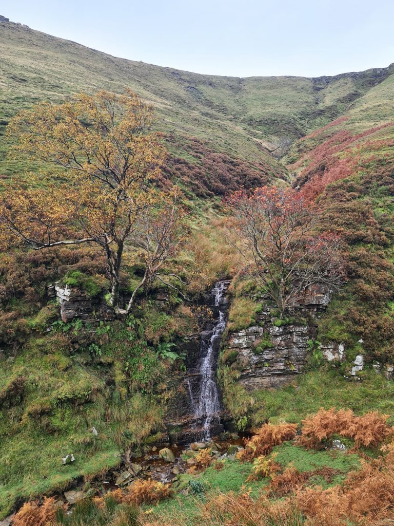 Waterfalls in Blackden Brook, The Peak District in Autumn