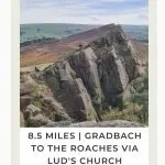 Pinterest image for a walk - Gradbach to Lud's Church and The Roaches - The Wandering Wildflower