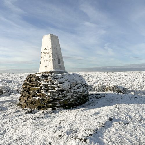 Soldier's Lump, Black Hill trig point, Holmfirth in the snow