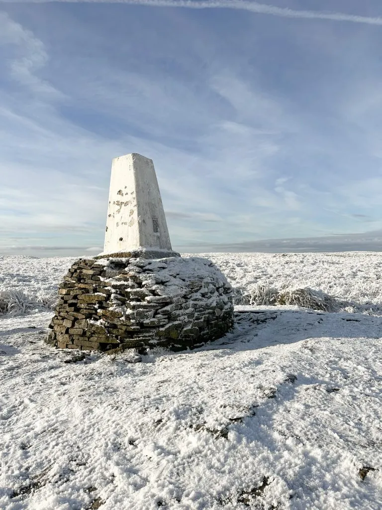 Soldier's Lump, Black Hill trig point, Holmfirth in the snow