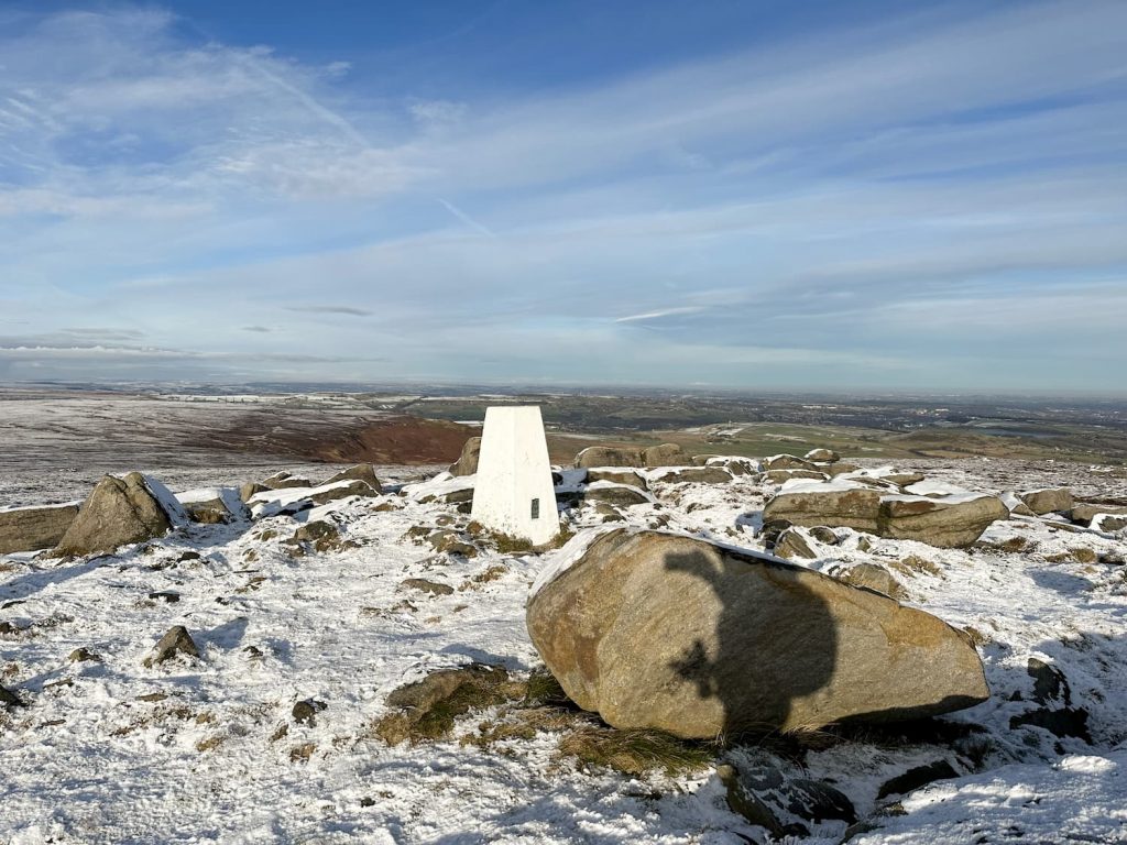 West Nab trig point in the snow