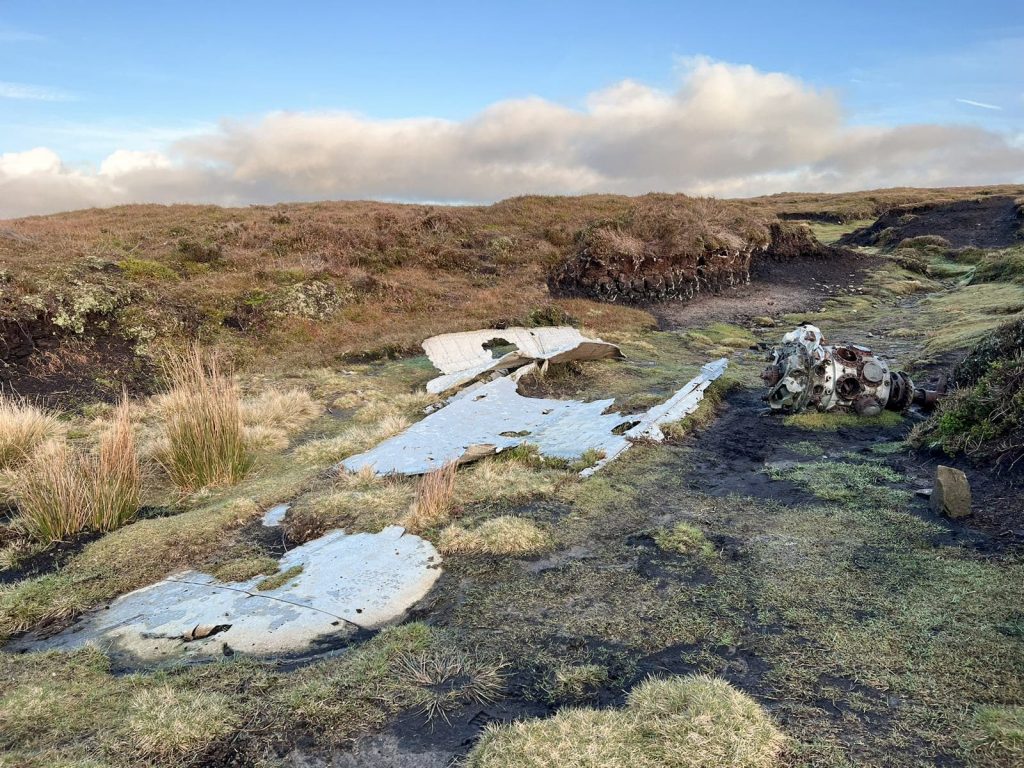 The plane crash site of the Liberator on Mill Hill, Peak District