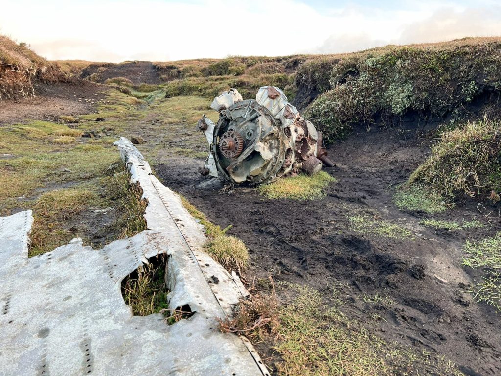 The plane crash site of the Liberator on Mill Hill, Peak District