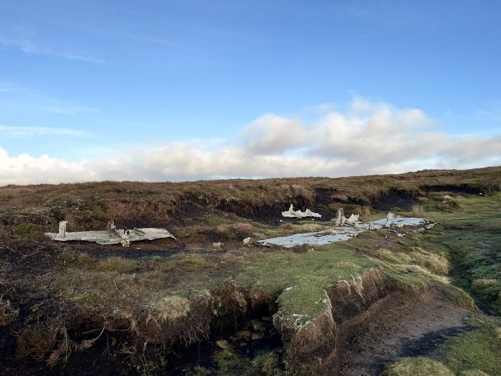 The plane crash site of the Liberator on Mill Hill, Peak District