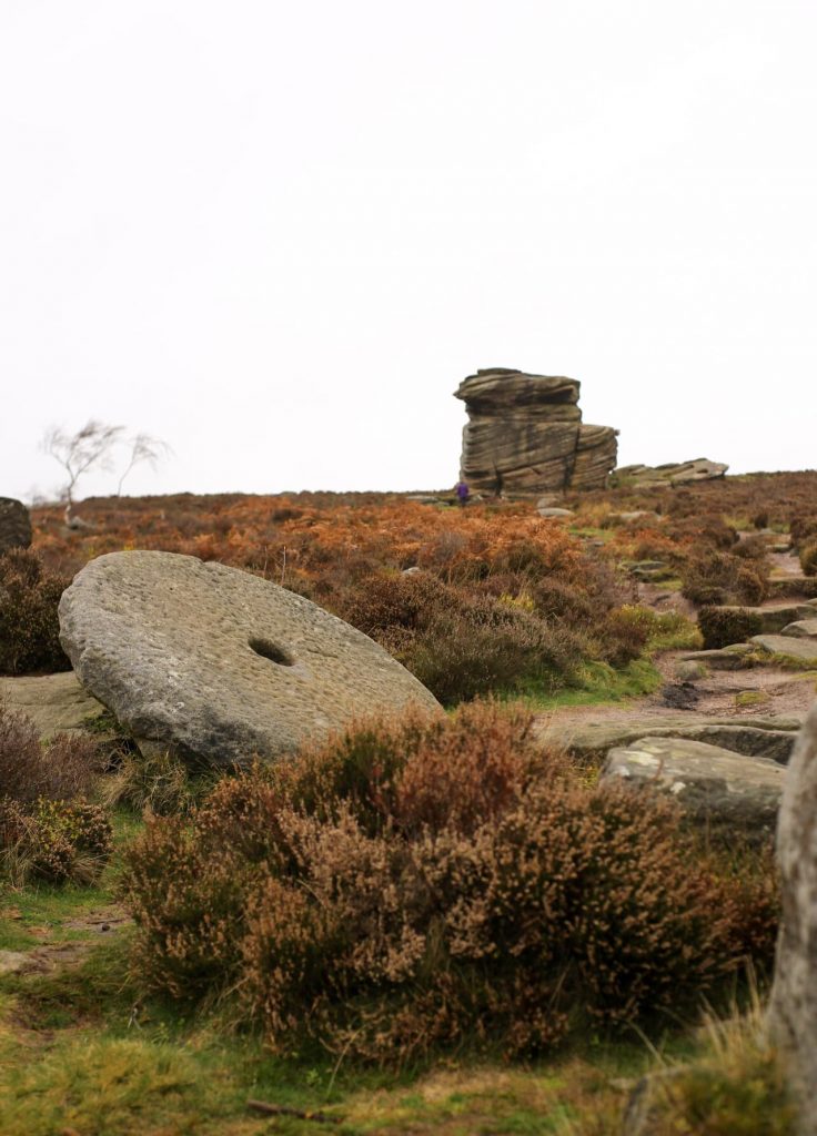 The Mother Cap and a millstone, Over Owler Tor