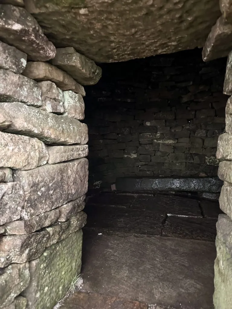 View inside the stone igloo on Brown Knoll