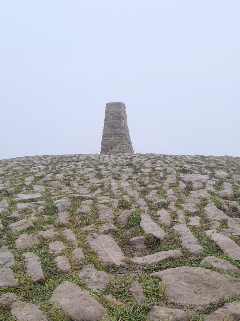 Mam Tor trig point in the mist
