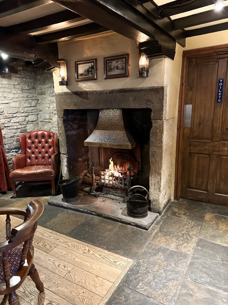 Fireplace in Dog and Partridge - The Wandering Wildflower