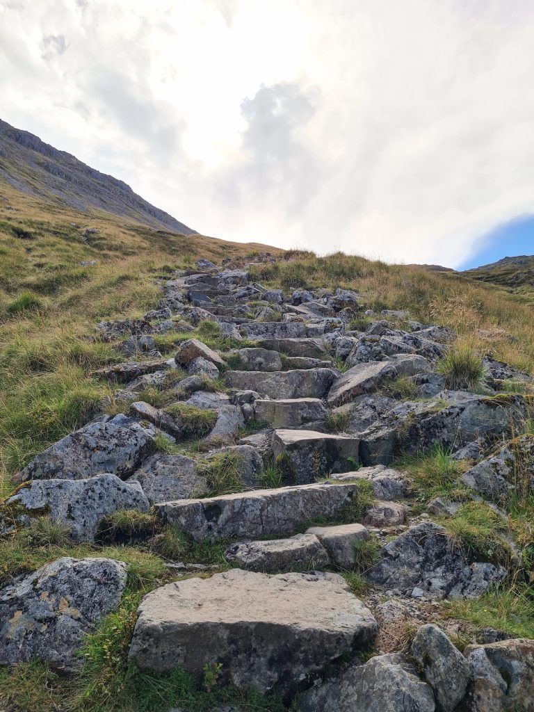 Stone steps leading up Buchaille Etive Beag