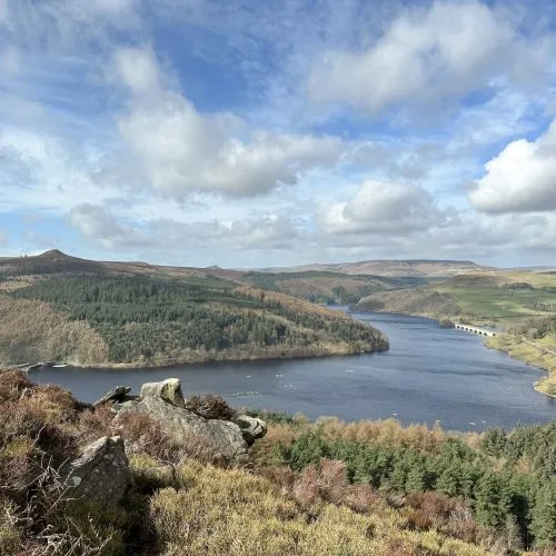 A view of Win Hill and Ladybower Reservoir from Bamford Edge