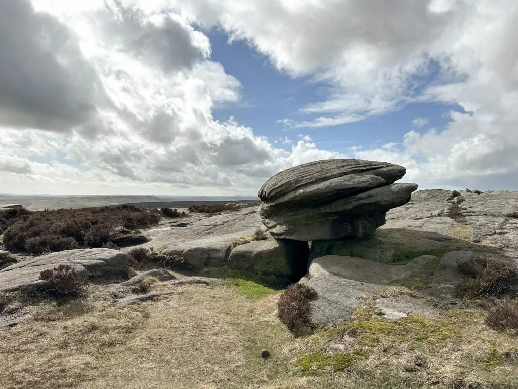 A rock formation on Stanage Edge