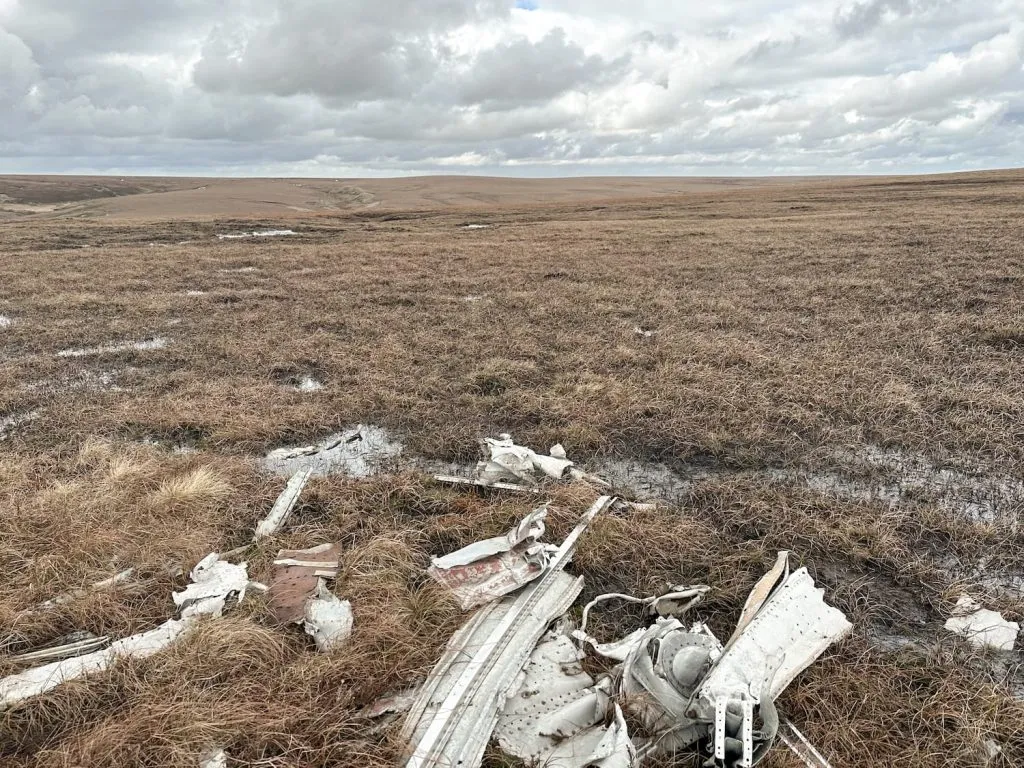 Remains of a WW2 plane on Sliddens Moss