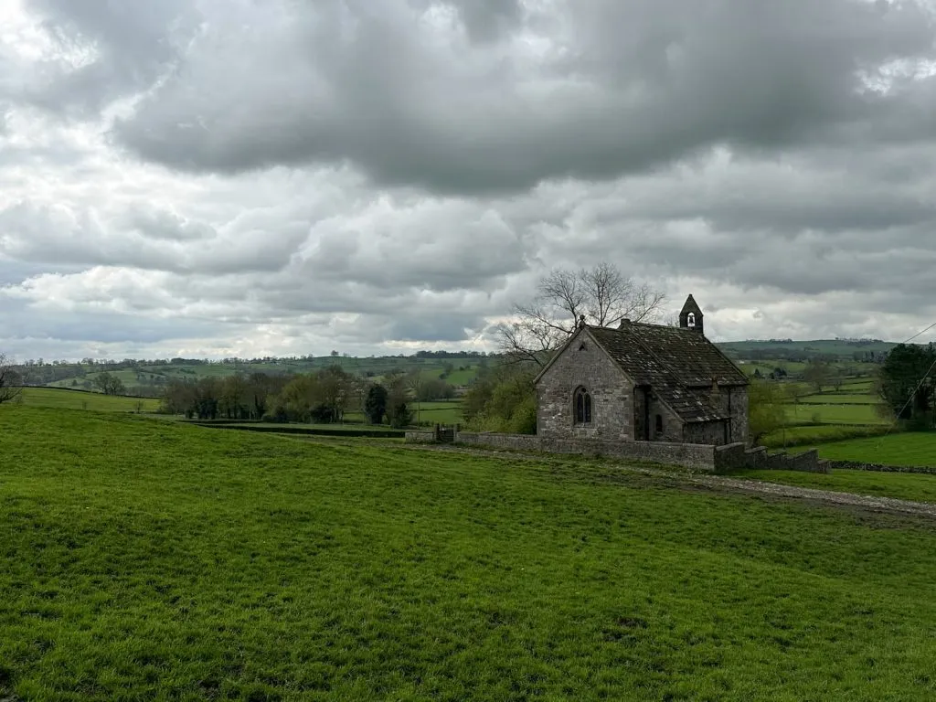 The former Ballidon church, a small stone chapel building