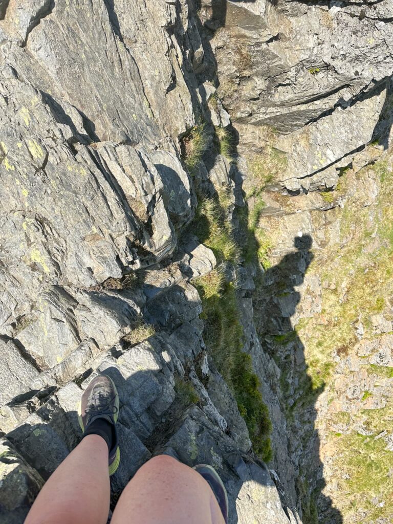 A view of Sharp Edge looking down - it's a long way!