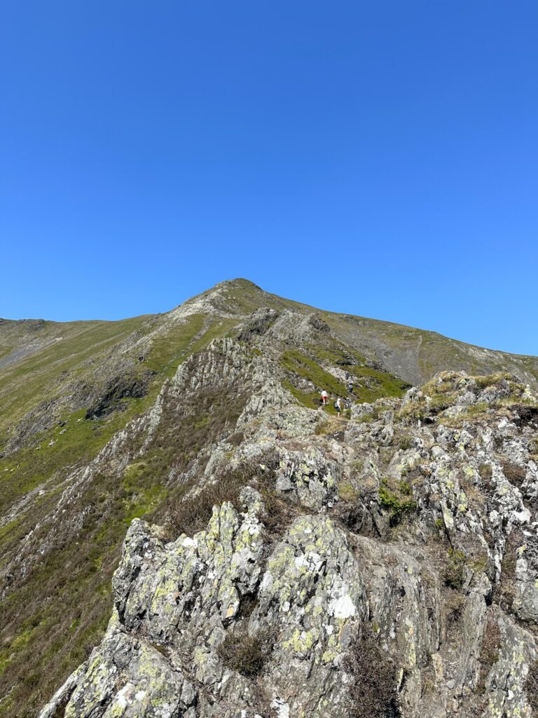 A view along Halls Fell Ridge to the summit of Blencathra