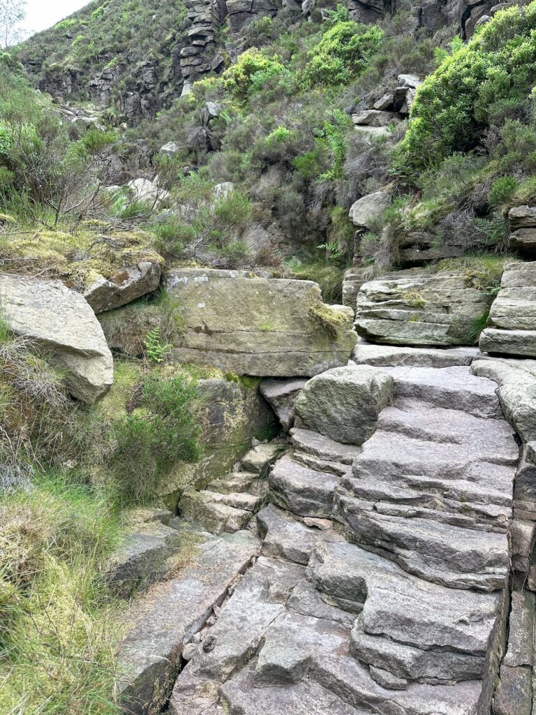 Shining Clough - a rocky ravine up onto Bleaklow