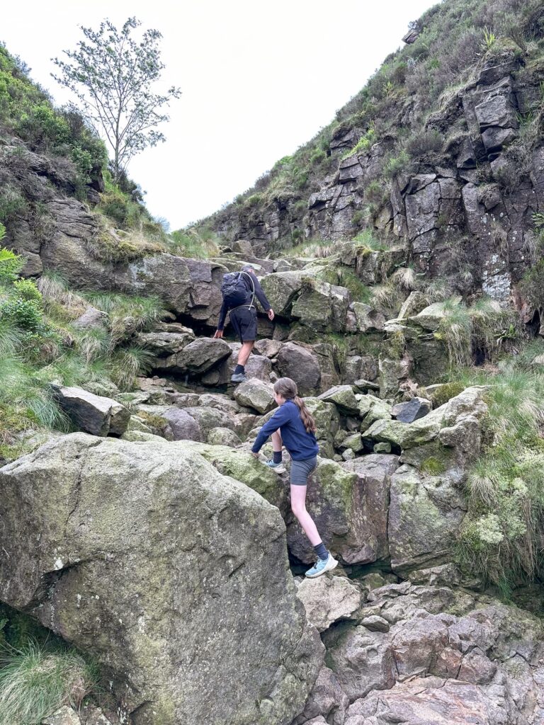 Shining Clough - a rocky ravine up onto Bleaklow